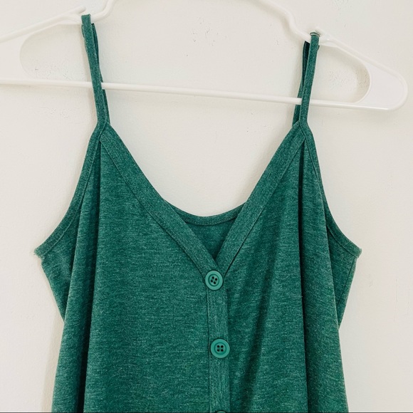Green Tie Front Button Down Tank Top - Picture 10 of 13